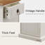  Table de bout Farmhouse Xxl avec station de charge, table d'appoint avec tablette ajustable, table de chevet rustique à 3 niveaux pour petit salon, blanc