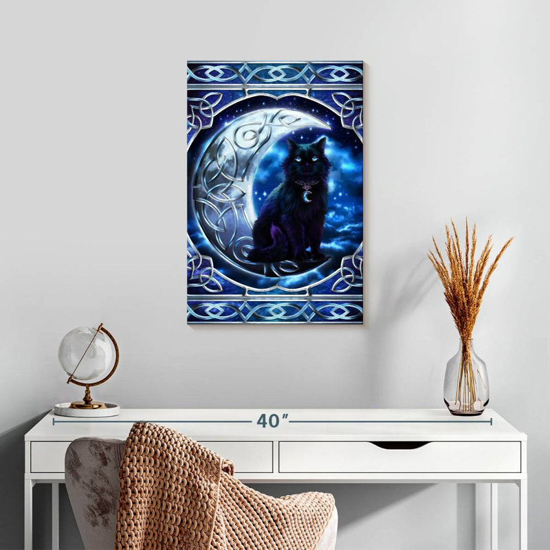 Brampt Black Cat Crescent Moon, 24" H x 16" W