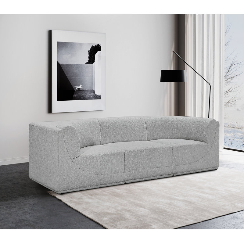 Canapé rembourré 98 po Izick, Mélange de polyester gris