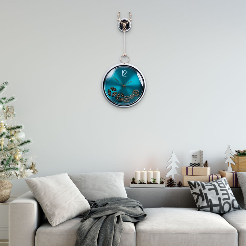 Horloge murale Teal Time Elegance, Sarcelle / Doré