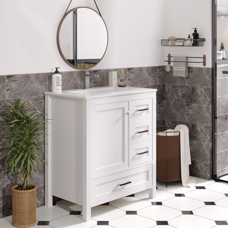 30" Single Bathroom Vanity With Ceramic Top