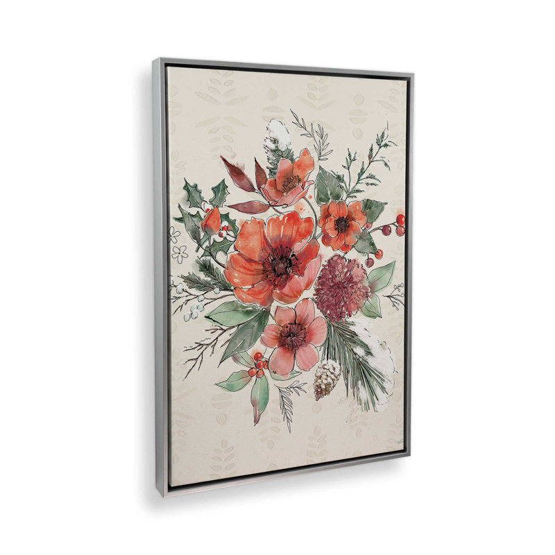 «Festive Blooms IX» par Anne Tavoletti, reproduction d'art, H 40 po x l 30 po, Cadre flottant, Argent argent