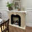 Solid + Manufactured Wood white and black Fake Fireplace Entrance Mantel-106862747