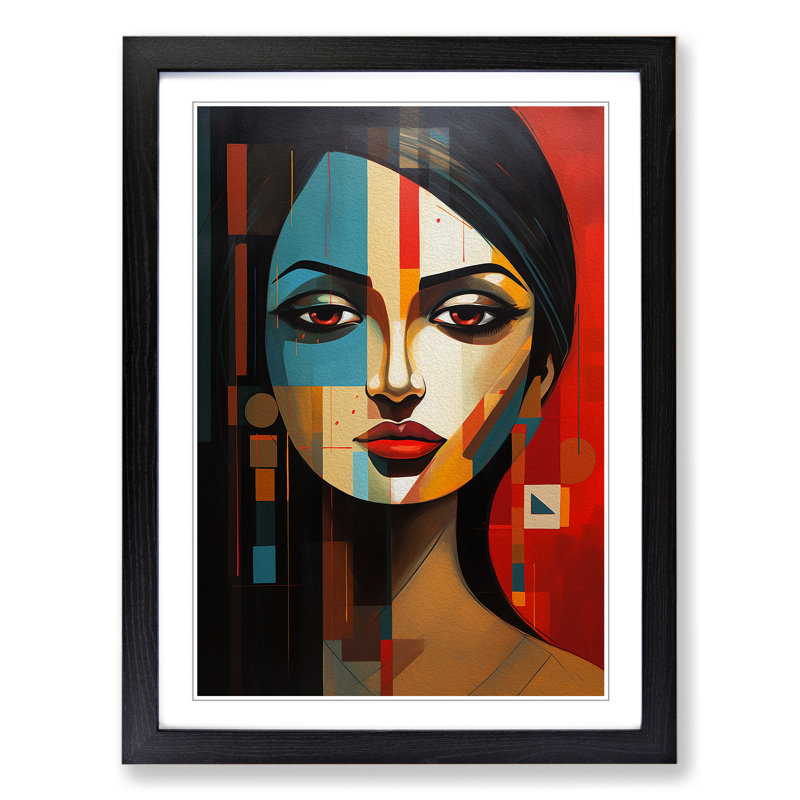 Indian Woman Constructivism - Framed Print, Black Framed, 34cm H x 25cm W x 2cm D