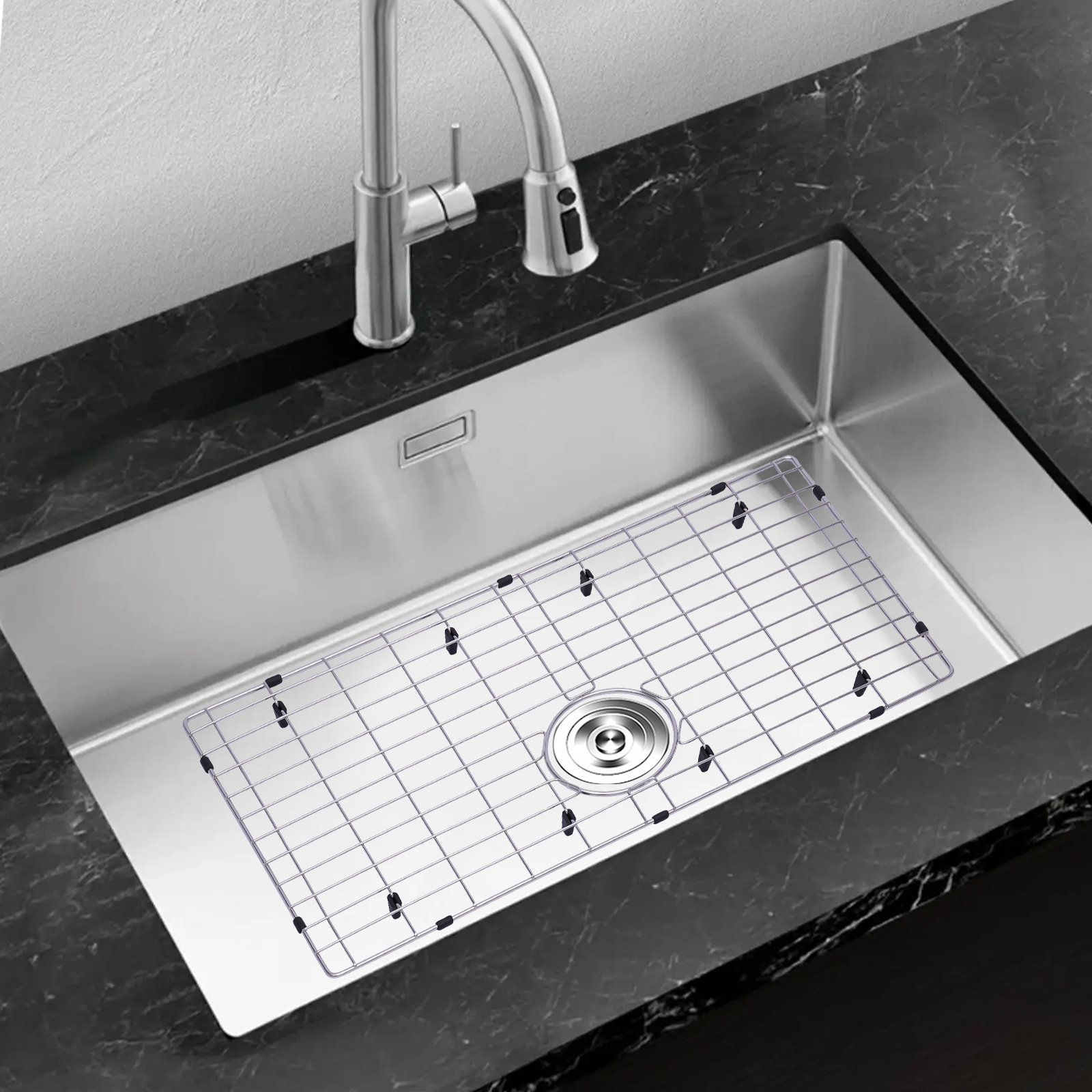 Sink Bottom Grid Kitchen Sink Protector Stainless Steel Size: 27-9