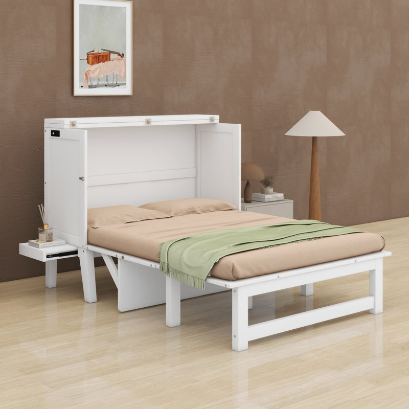 Lit escamotable avec port USB, Blanc