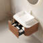 Meuble-lavabo de salle de bain 30 po Dina, armoire de rangement rayée à bords arrondis avec tiroir, lavabo rectangulaire en céramique blanche et plateau en pierre frittée blanche de Carrare, pré-assemblé, couleur grain de bois naturel-862437433-862437439