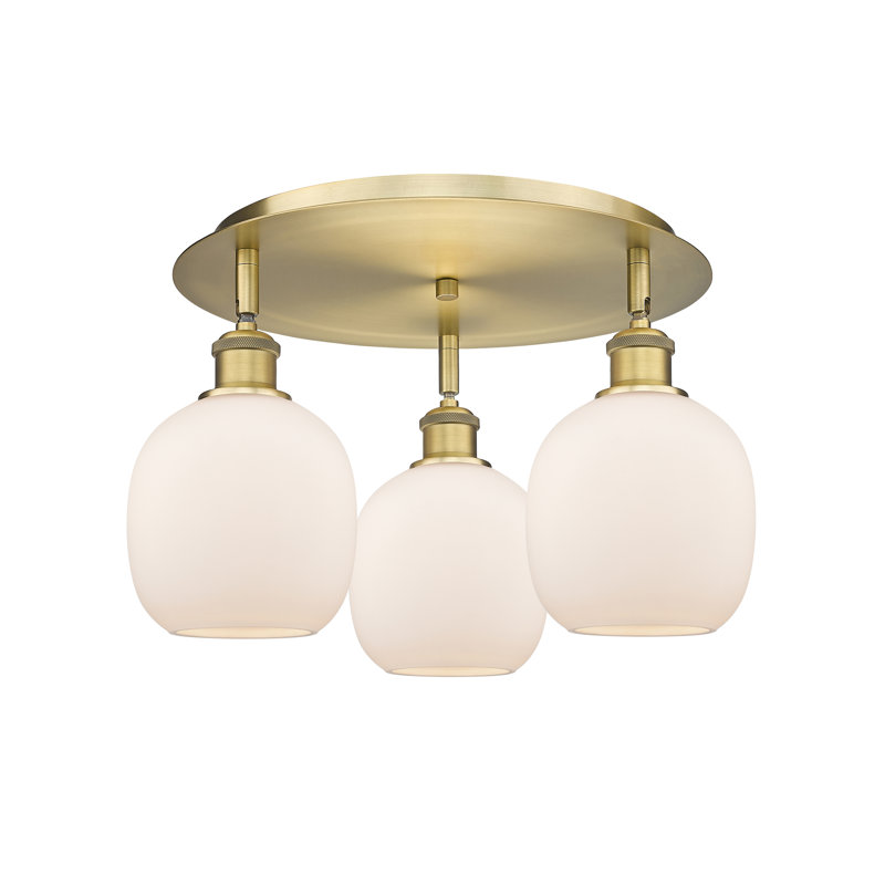 Plafonnier semi-encastré en verre Alve, Blanc mat, Laiton brossé