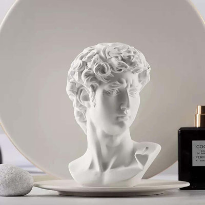 David Statue Greek Bust,Head Bust Statue For Roman Home Decor,Coffee Table Decor White,Greek Mythology Decorfor Bedroom/Living Room/Office 5.9"