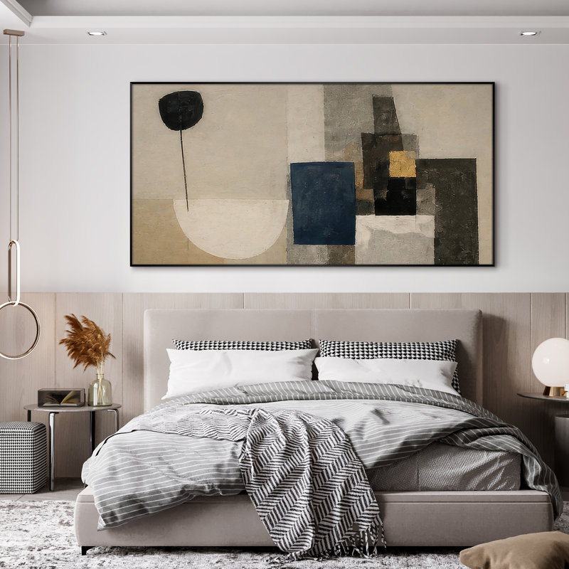 Très grande reproduction d'art sur toile - Grande lune en bronze avec horizon foncé pour le salon ou la chambre à coucher - «Assemblage requis du cadre (cadre non fini)»