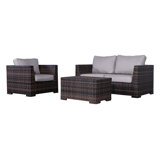 Cariah Rattan Wicker Fully Assembled 3 - Person Seating Group with Cushions