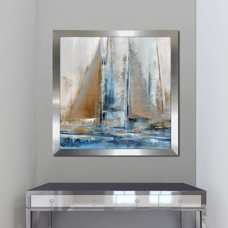 Gone - Peinture sur toile avec cadre flottant, H 37,5 po x l 37,5 po x P 1 po, Encadrement argenté