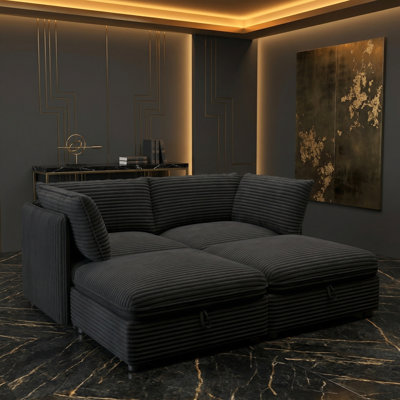 Modular Sectional Sofa with Hidden Storage and Removable Covers