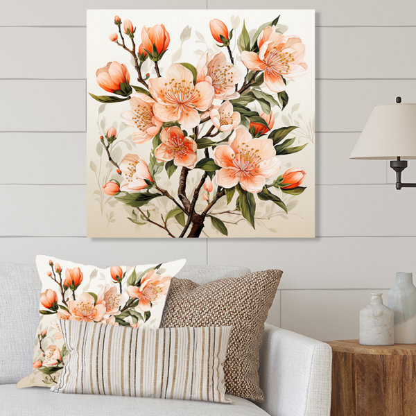 Red Barrel Studio® Peach Blossom Bliss V - Floral Metal Wall Decor ...