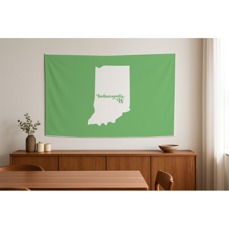 Douce demeure d'Indianapolis — Silhouette de l'État de l'Indiana — Tapisserie murale tissée de paysage, H 26 po x l 36 po