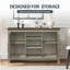 Armoire de rangement l 47 po avec portes et tablettes, console en chêne pour le salon et le bureau, dispositif anti-basculement et gestion des câbles pour un usage familial et organisation à la maison