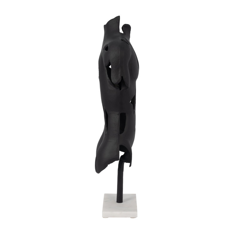 Sculpture torse noire abstraite sur base de marbre - Objets décoratifs pour la maison, décoration de cuisine et décorations pour le salon - statues modernes, décorations de figurine et présentoir de tablette - noir