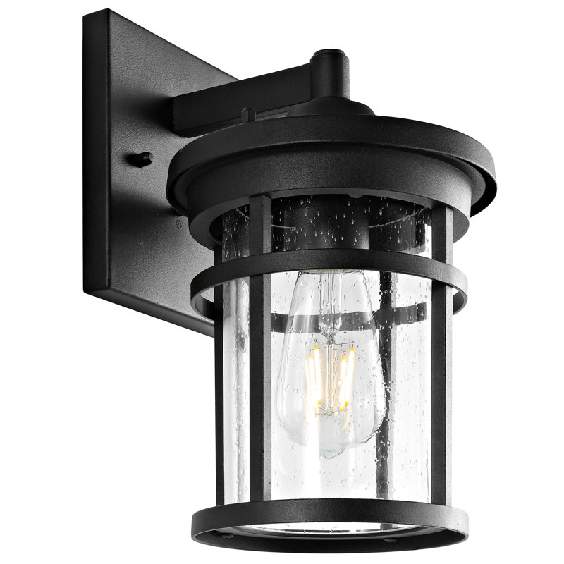 Elegant Black Metal Outdoor Wall Lantern with Clear Glass Shade
