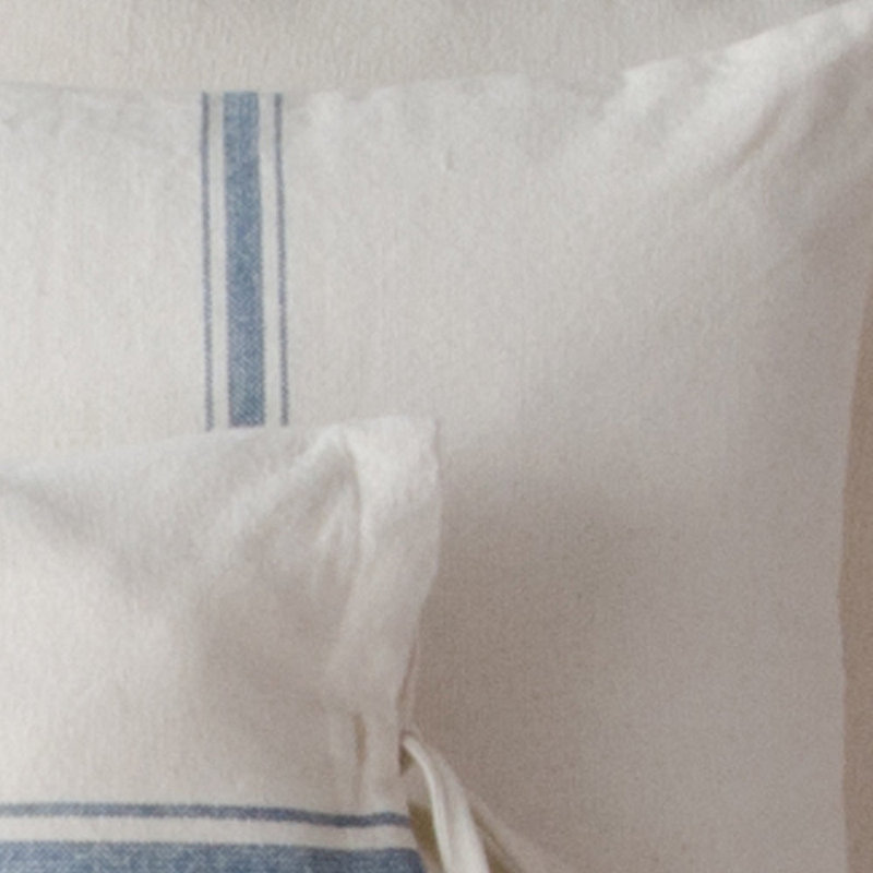 Colonial Blue and Cream Cotton Lumbar Pillow Cover 15x27