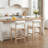 Albia Modern Farmhouse 26.8" H Linen Upholstered Counter Stool with Solid Wood Frame and Cylindrical Back-292655352