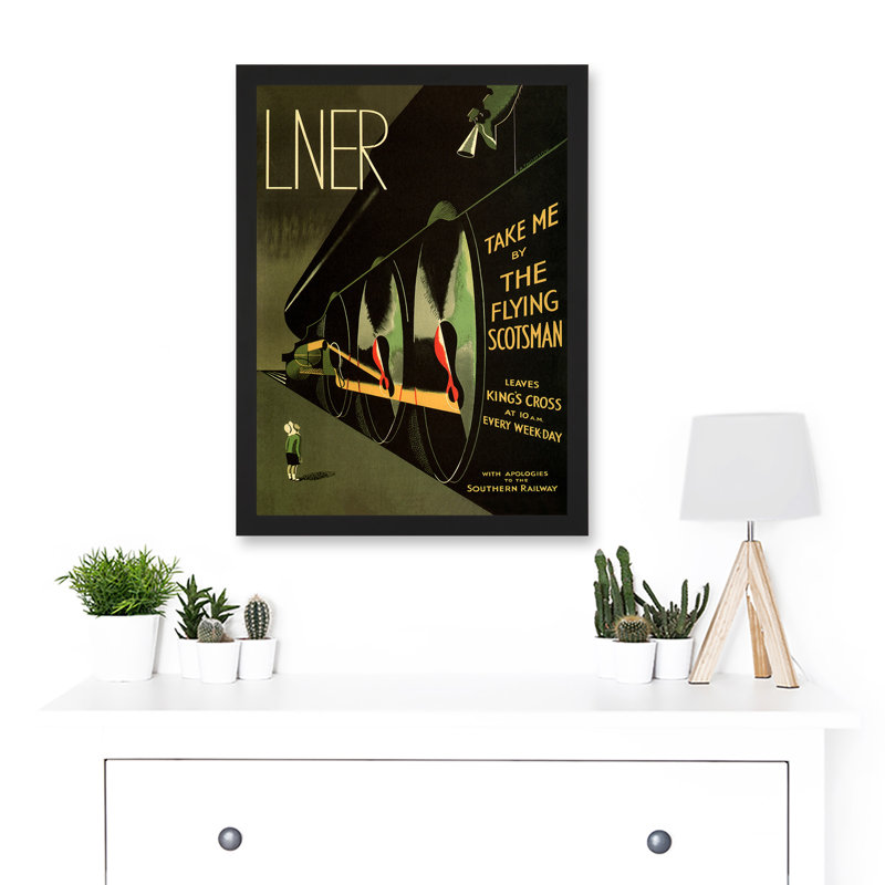 Travel LNER Railway Flying Scotsman UK Locomotive Vintage Advert Train - Single Picture Frame Art Prints