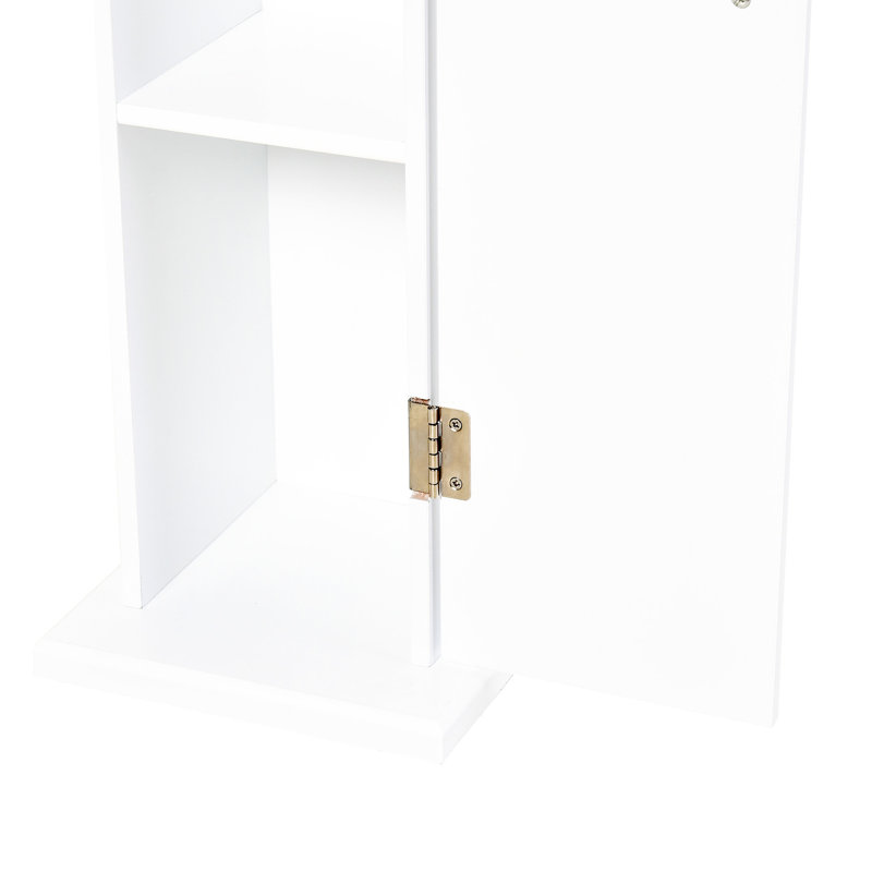 Armoire à papier hygiénique - Petit organisateur de coin de salle de bain blanc avec portes et tablettes