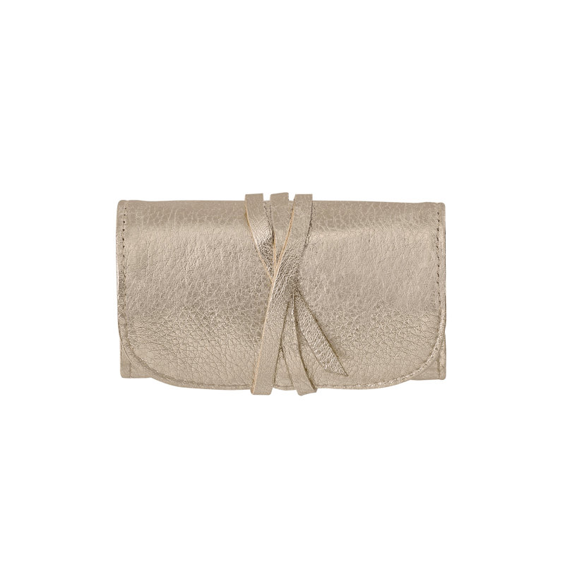 Leather Jewelry Roll, White Gold