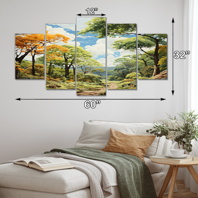Canopée représentant la forêt II - impression d'art sur toile - 5 panneaux
