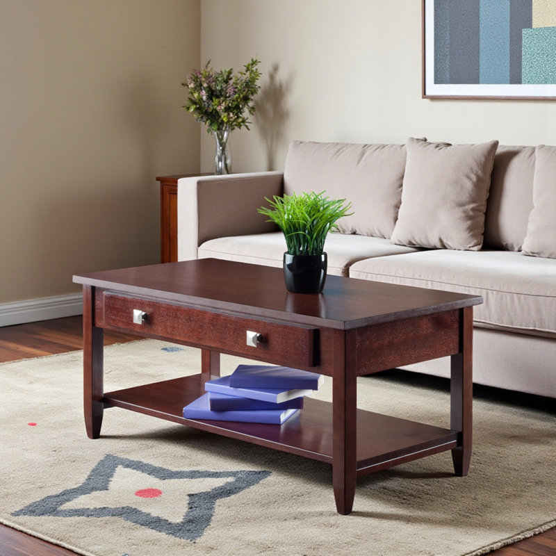 Arden Rectangular Brown Coffee Table With Four Legs, 17.88'' H X 39.77'' W X 20.1'' D 