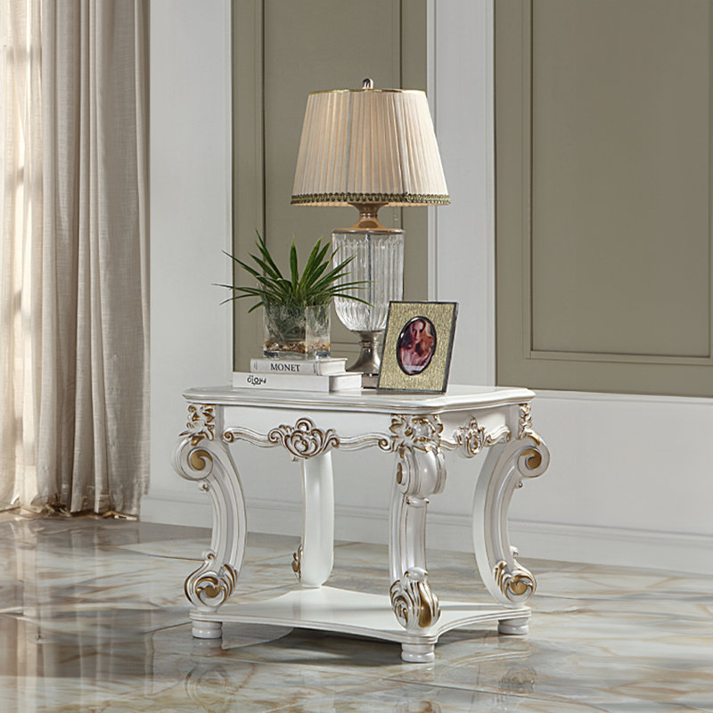 Table de bout carrée Carlene, Perle antique