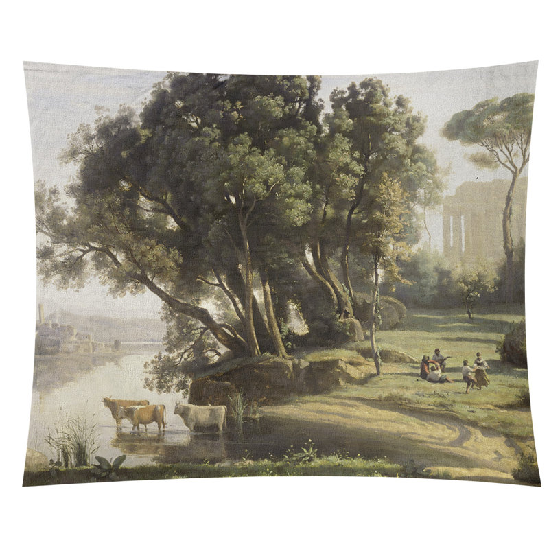 Tapisserie de paysage italien, H 27,5 po x l 37,5 po, Intérieur