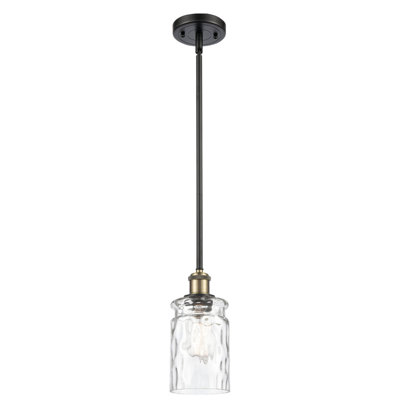 Luminaire suspendu cylindrique simple à 1 lumière Barner, Transparent, Ampoule non incluse, Noir mat