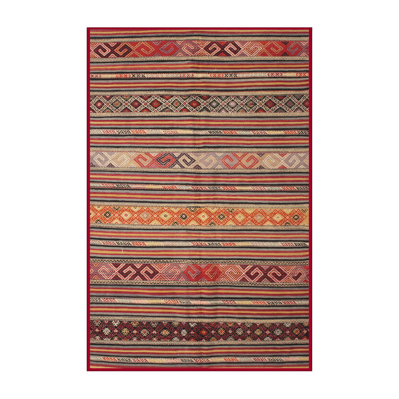 Tapis contemporain brun / orange / jaune, Rectangle 2 pi x 3 pi