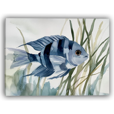 «Blue Profonds - Tropical Fish», aquarelle sur toile