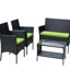Patio d'extérieur 4 pièces: fauteuils rembourrés, table à thé et mobilier de jardin: coussins d'extérieur