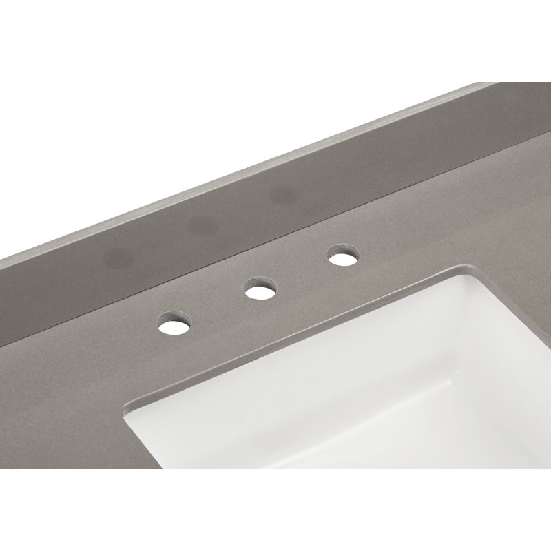 Madrid 73'' Concrete Gray Double Vanity Top with White Sinks
