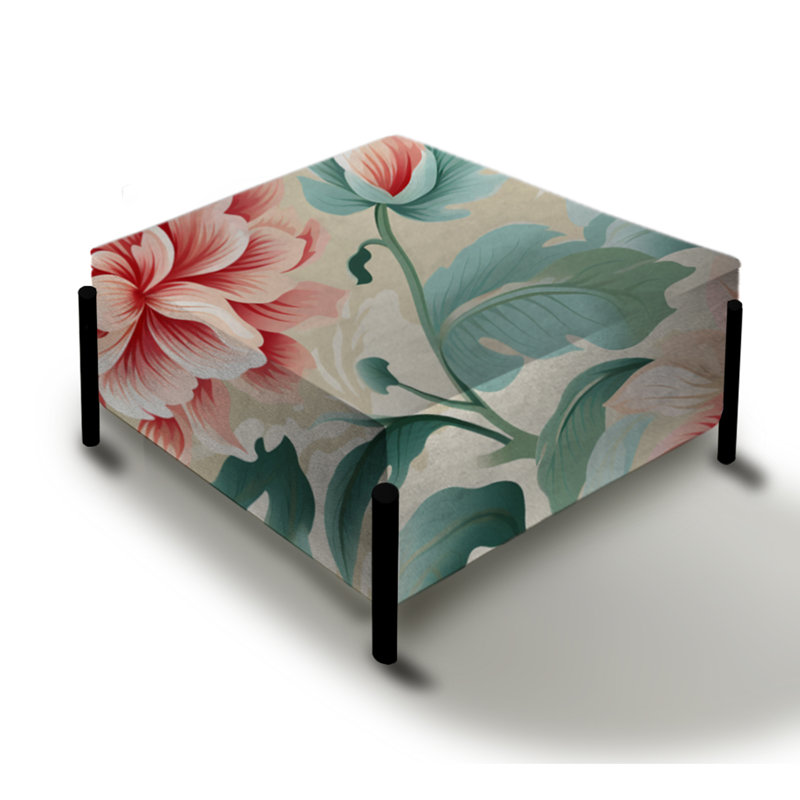 Enchanted Floristry Green Damask Panorama - Grand repose-pieds carré damassé