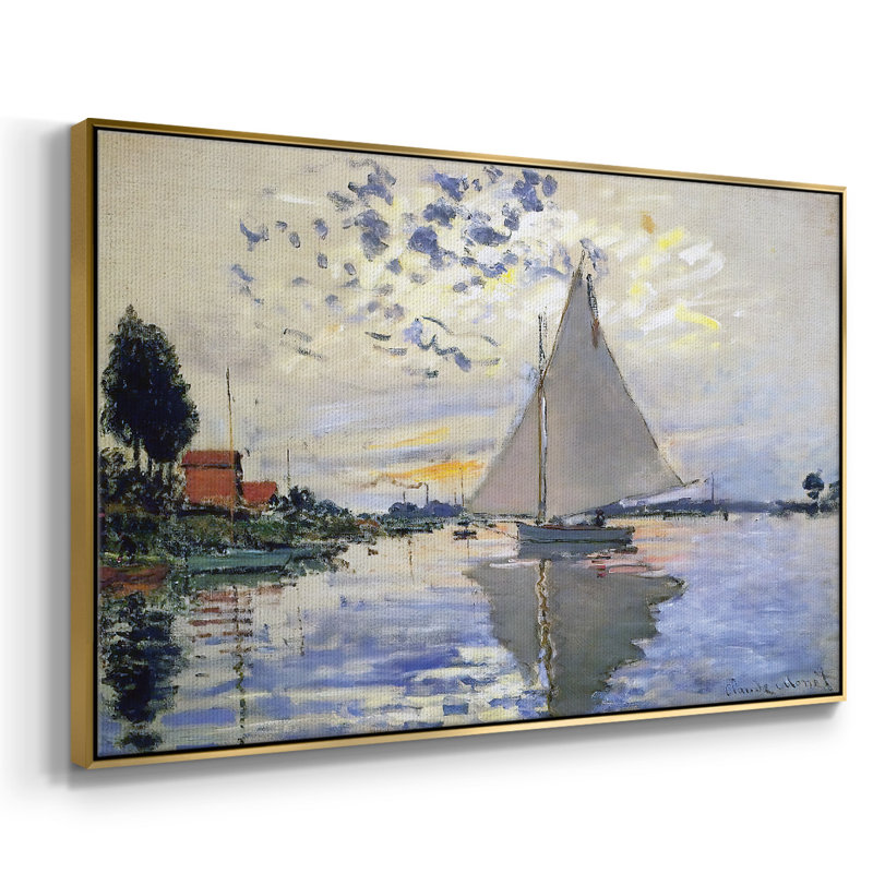 Voilier au petit sur toile, H 37 po x l 25 po x P 2 po, Or