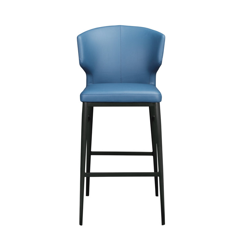 Delaney Upholstered Stool with Metal Frame, Blue, Counter Stool (26" Seat Height)