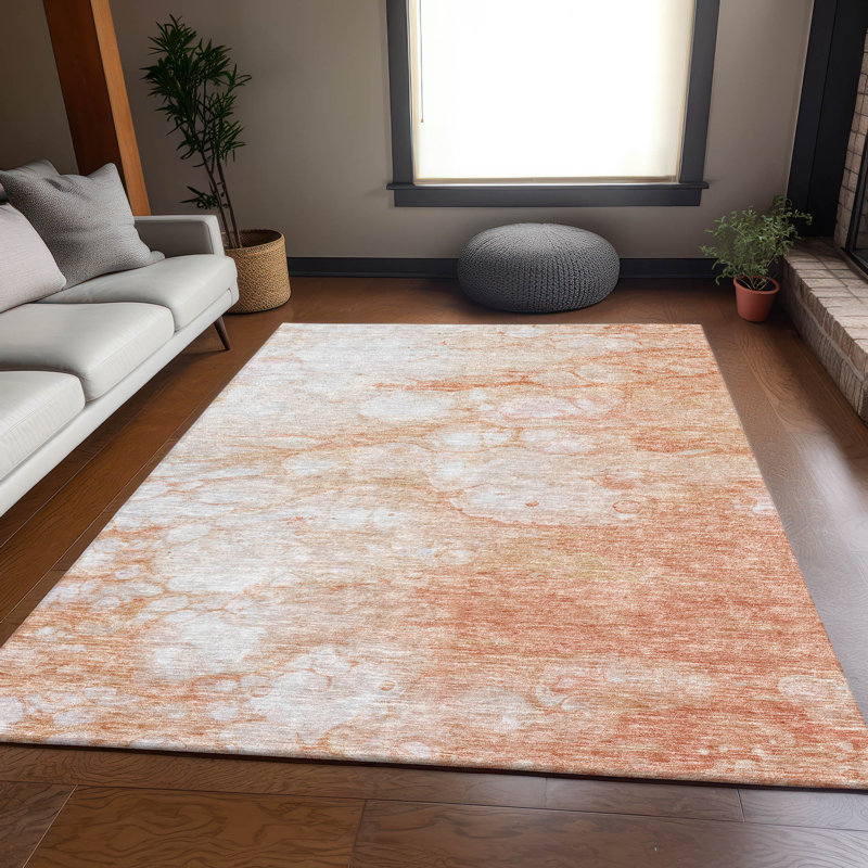 Premium Machine Washable Prisco Coral Rug, Rectangle 9' x 12'