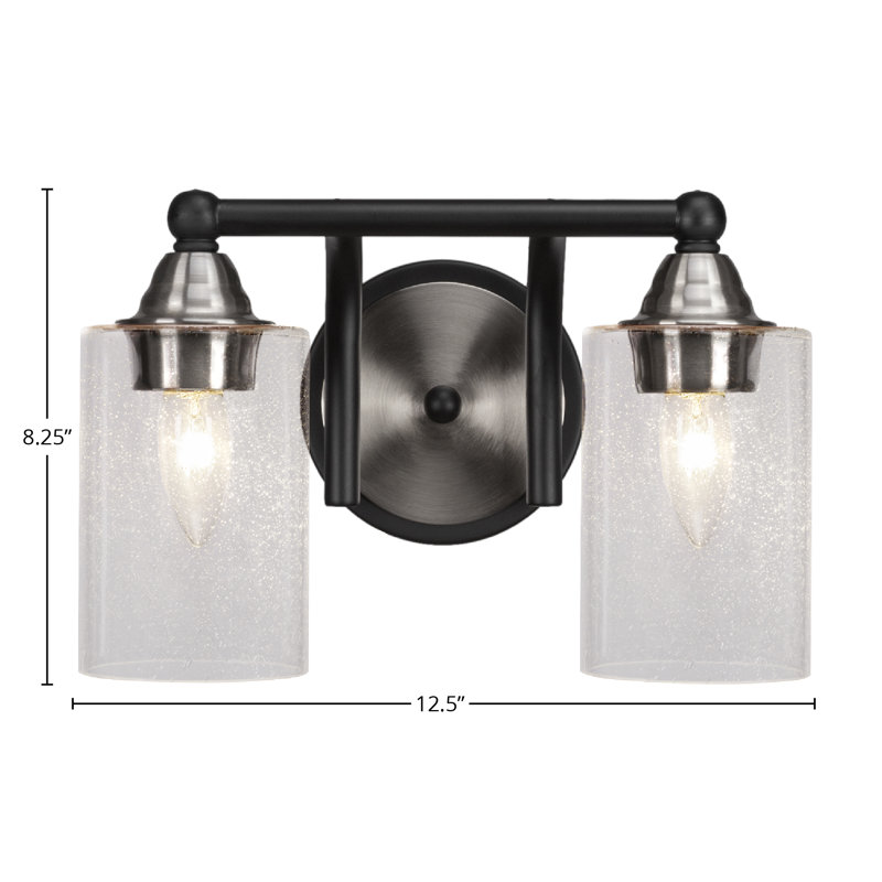 Barre d'éclairage de salle de bain 2 lumières Michell, Noir mat/nickel brossé