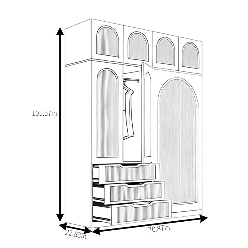 Armoire moderne, simple et luxueuse, H 101,57 po x l 70,87 po x P 22,83 po
