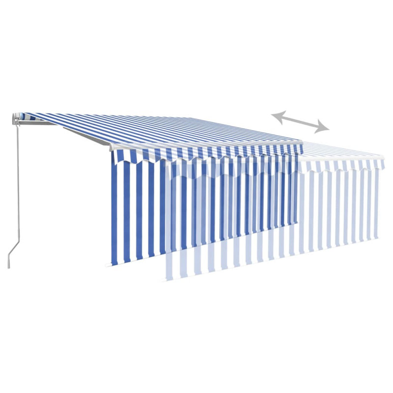 Dakota Fields 300cm W x 250cm D Polyester Cover Retractable Patio Awning, Blue/White