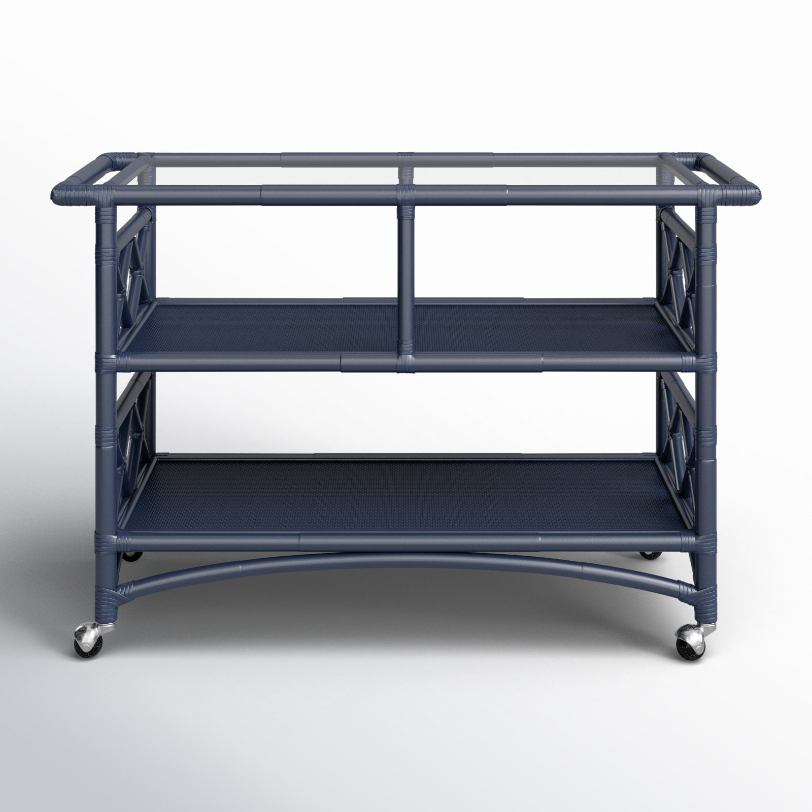 Abbott Wicker / Rattan Bar Cart, Navy