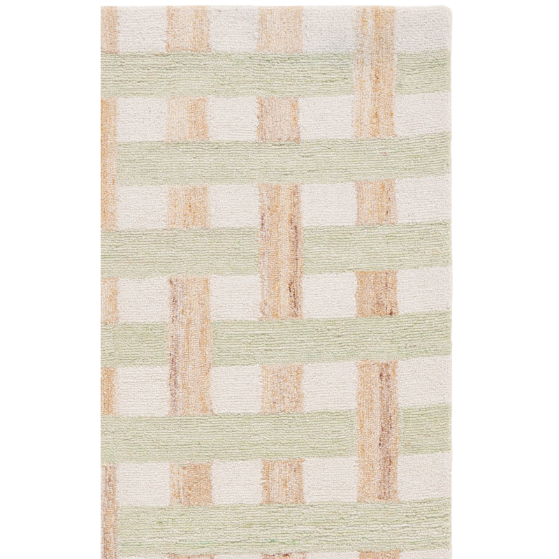 Tapis géométrique en laine / coton touffeté à la main Keyshun, Carré 6 pi