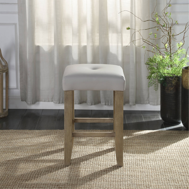 Tabouret à hauteur de comptoir Charnell en cuir synthétique gris et chêne (ensemble de 2)
