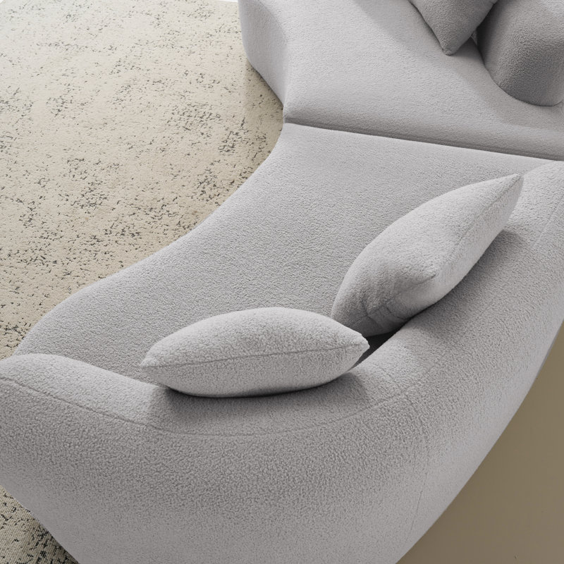 Canapé incurvé courbé à quatre places, tissu de velours en peluche, canapé compact sans assemblage pour les petits espaces et les appartements