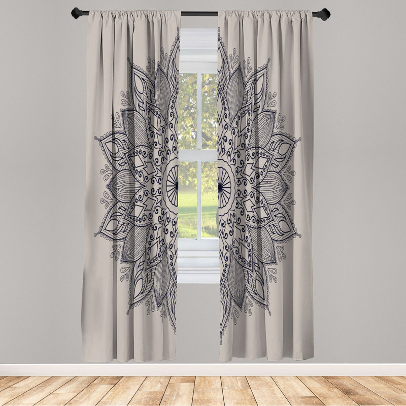 Microfiber Floral Semi-Sheer Rod Pocket Curtain Panels, 28" W x 84" L, Oatmeal