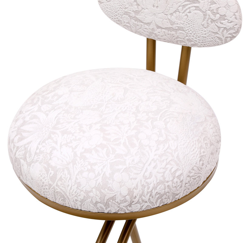 Round Print Bar Stools Set Of 2 Metal Upholstered Chairs For Kitchen Island & Dining Rooms Counter Stools