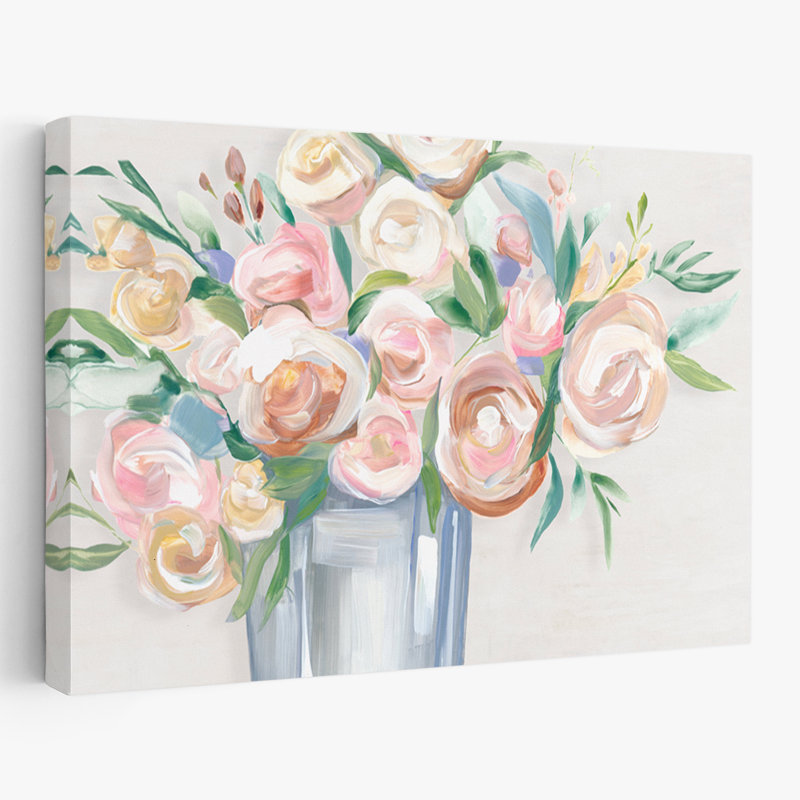 Fleurs et vase «Blissful Blooms Art», H 32 po x l 48 po